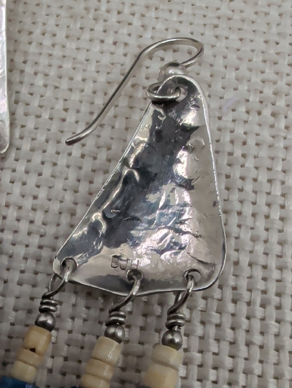 Vintage Sterling 925 Lapis Southwestern Fringe Long Drop Earrings Boho 1990s - Picture 5 of 17
